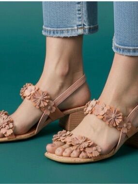 Born Pink and Peach Floral Block Heel Sandals